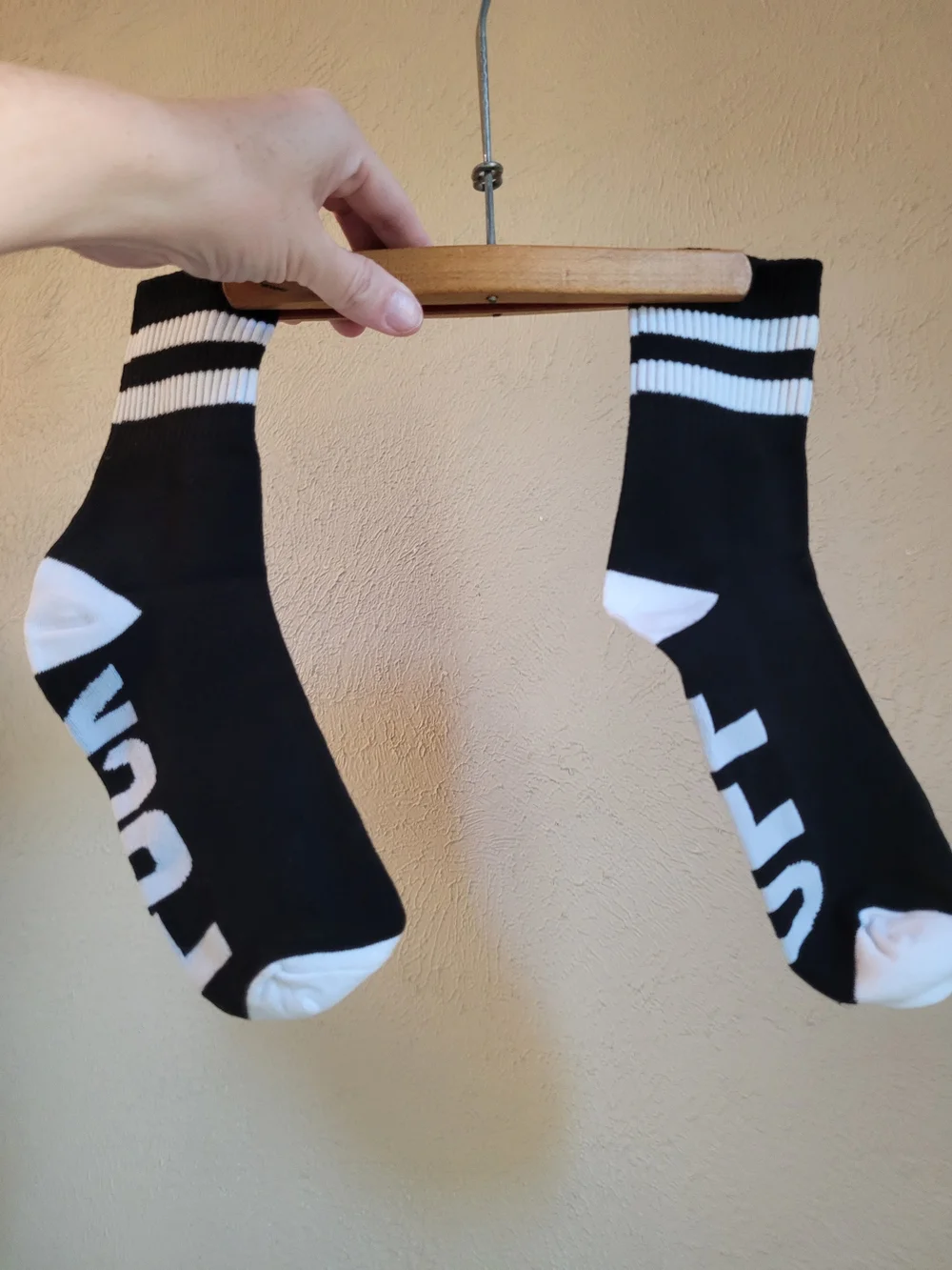 NEW and never worn profane Black & White Athletic Crew Socks